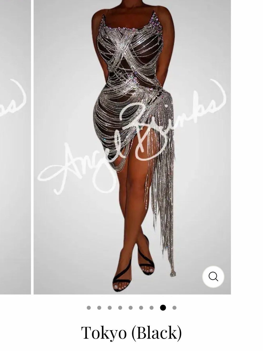 Tokyo Black Fringe Mini Dress with Silver Chain Detail